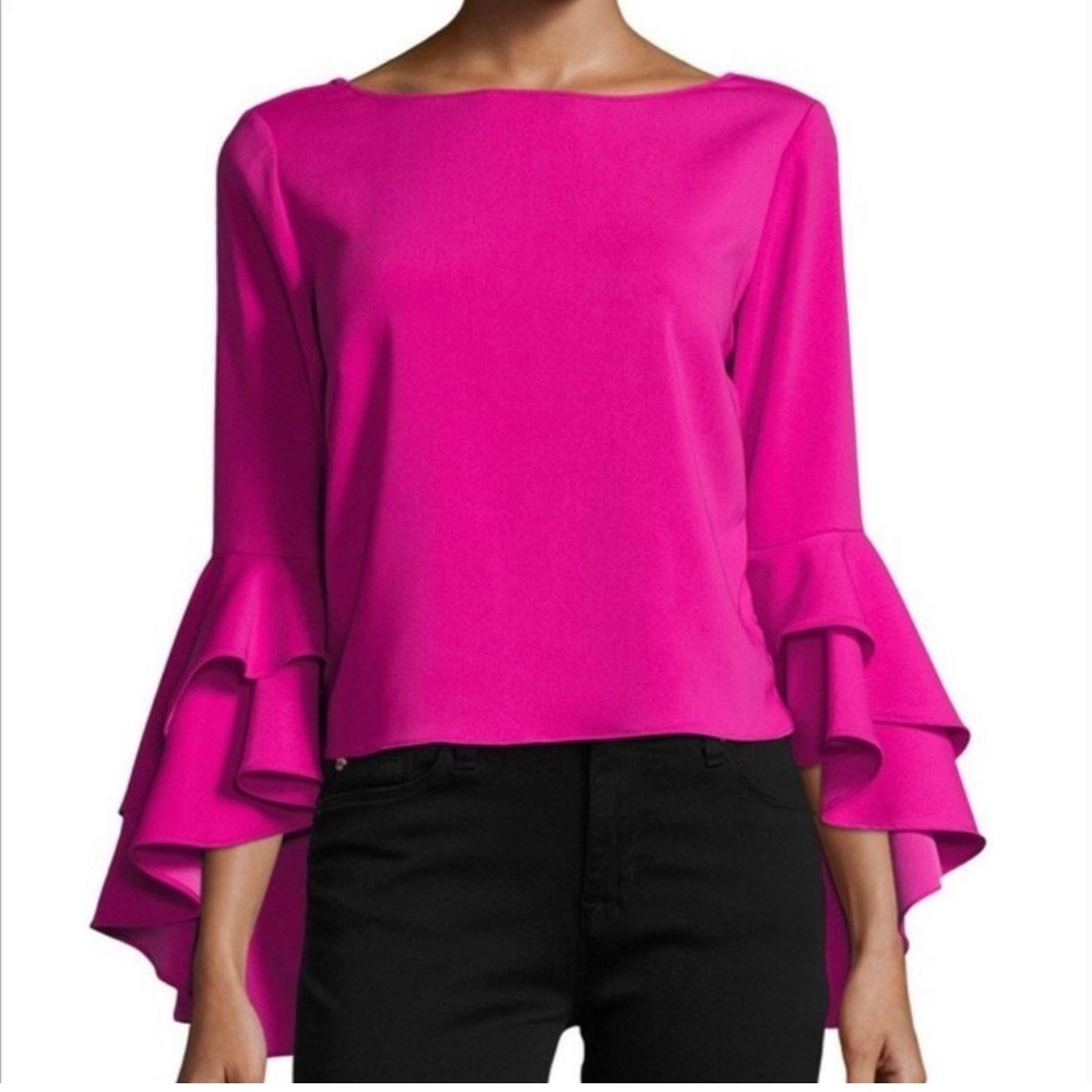 MILLY RUFFLE SLEEVE TOP WITH SIDE BUTTON